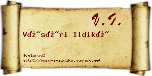 Vásári Ildikó névjegykártya